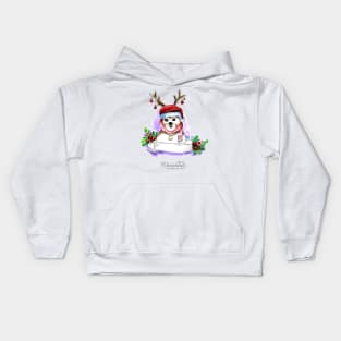 Puppy Christmas Watercolor hand Drawn Kids Hoodie